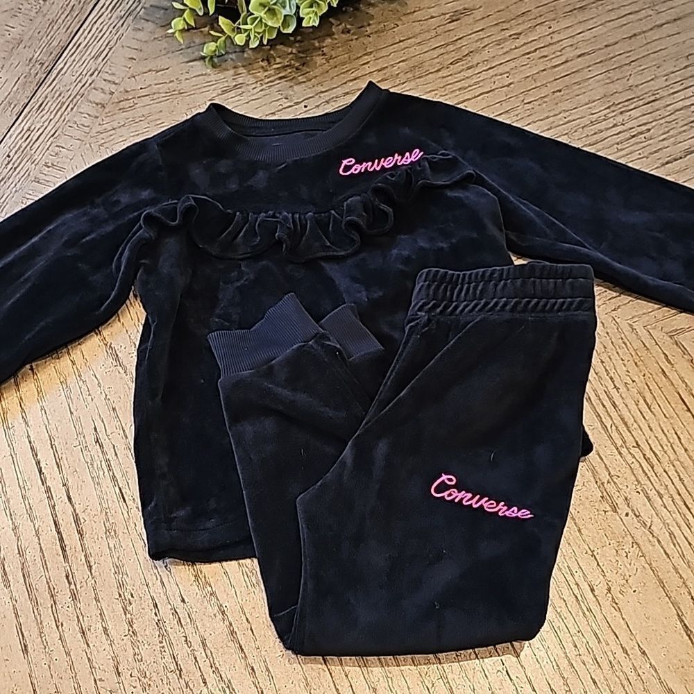 Black velvet jogger set XS size 4 Converse